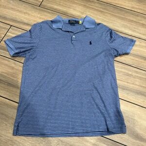 Polo Ralph Lauren Shirt Mens Medium Blue Striped Pima Soft Touch